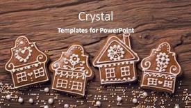  Presentation with gingerbread - Amazing PPT theme having gingerbread home cookies on a wooden brown background backdrop and a tawny brown colored foreground