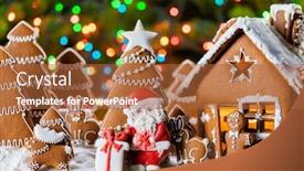  Presentation with gingerbread house - Amazing slide deck having gingerbread-house-christmas-fir-trees backdrop and a red colored foreground