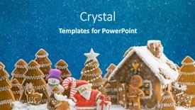  Presentation with christmas holiday gingerbread - Cool new PPT layouts with gingerbread-house-christmas-fir-trees backdrop and a ocean colored foreground