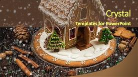  Presentation with new years - PPT layouts enhanced with gingerbread house decorated colorful candies - different ginger cookies for new background and a tawny brown colored foreground