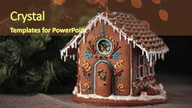  Presentation with gingerbread house - PPT theme featuring gingerbread house decorated with colorful background and a  colored foreground