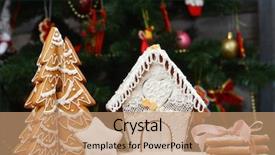  Presentation with gingerbread house - Presentation design consisting of gingerbread house gingerbread christmas tree background and a coral colored foreground