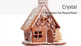  Presentation with gingerbread house - Colorful PPT theme enhanced with gingerbread house on white background backdrop and a sky blue colored foreground