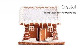  Presentation with gingerbread house - Amazing PPT theme having gingerbread house on white background - sweet food backdrop and a sky blue colored foreground