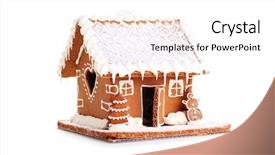  Presentation with gingerbread house - PPT theme consisting of gingerbread house on white background background and a  colored foreground