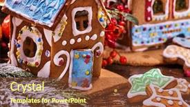  Presentation with gingerbread house - Colorful slide deck enhanced with gingerbread house with blue glaze backdrop and a  colored foreground