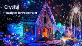  Presentation with gingerbread house decorated colorful candies - Presentation theme enhanced with gingerbread house with lights background and a  colored foreground