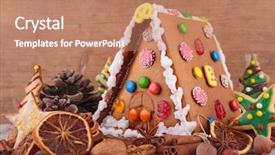  Presentation with gingerbread house - Beautiful presentation theme featuring gingerbread house backdrop and a coral colored foreground