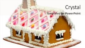  Presentation with gingerbread house - Amazing PPT layouts having gingerbread house backdrop and a sky blue colored foreground