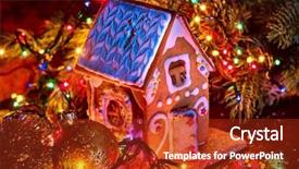  Presentation with christmas food - Colorful presentation design enhanced with gingerbread houses with christmas garland backdrop and a crimson colored foreground
