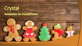  Presentation with christmas blank wooden signboard - Amazing theme having gingerbread man - tasty christmas homemade cookies backdrop and a tawny brown colored foreground