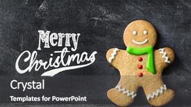 Presentation with gingerbread man - Colorful presentation theme enhanced with gingerbread man against chalkboard background backdrop and a dark gray colored foreground
