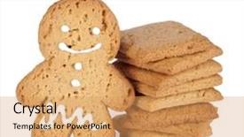  Presentation with gingerbread man - Beautiful presentation design featuring gingerbread man and cookies isolated on white background backdrop and a yellow colored foreground