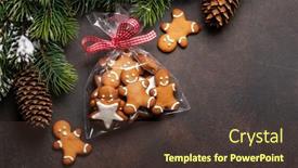  Presentation with christmas holiday gingerbread - Slides featuring gingerbread-man-cookies-in-gift background and a tawny brown colored foreground
