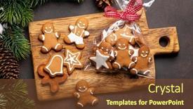  Presentation with christmas holiday gingerbread - Slides enhanced with gingerbread-man-cookies-in-gift background and a tawny brown colored foreground