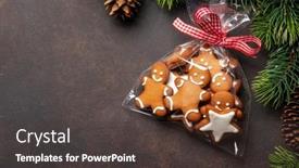  Presentation with christmas holiday gingerbread - Slides with gingerbread-man-cookies-in-gift background and a tawny brown colored foreground