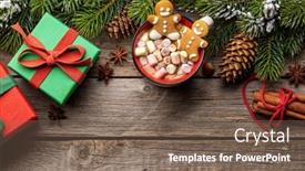  Presentation with christmas holiday gingerbread - PPT theme enhanced with gingerbread-man-cookies background and a violet colored foreground