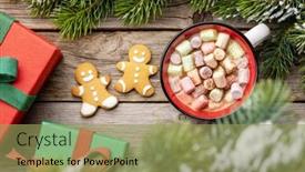  Presentation with christmas holiday gingerbread - Presentation design featuring gingerbread-man-cookies background and a yellow colored foreground
