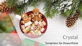  Presentation with christmas holiday gingerbread - PPT theme featuring gingerbread-man-cookies background and a white colored foreground
