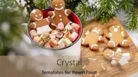  Presentation with christmas holiday gingerbread - Presentation theme enhanced with gingerbread-man-cookies background and a coral colored foreground