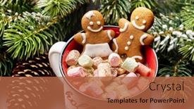  Presentation with christmas holiday gingerbread - PPT theme with gingerbread-man-cookies background and a red colored foreground