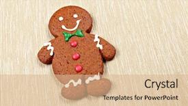  Presentation with gingerbread man - PPT layouts consisting of gingerbread man for christmas background and a coral colored foreground