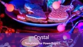  Presentation with gingerbread man - Presentation design having gingerbread man on tiered cake food decoration christmas lights string close up xmas cookies decorating frosting a cake indoor light effect for festive dinner background and a violet colored foreground