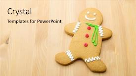  Presentation with gingerbread man - Slide set with gingerbread man over the wooden background background and a lemonade colored foreground