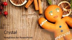  Presentation with gingerbread man - Cool new presentation design with gingerbread man over wood christmas backdrop and a coral colored foreground