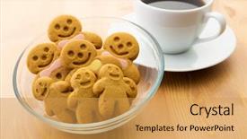  Presentation with gingerbread man - Amazing slide set having gingerbread man with coffee backdrop and a yellow colored foreground