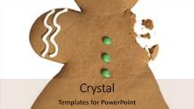  Presentation with gingerbread man - Amazing presentation design having gingerbread man with one arm eating on white background backdrop and a coral colored foreground