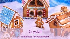  Presentation with beautiful houses - Cool new PPT theme with gingerbread men and gingerbread house backdrop and a  colored foreground