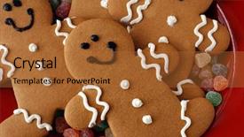  Presentation with gingerbread man - Amazing PPT theme having gingerbread men arranged on red backdrop and a red colored foreground