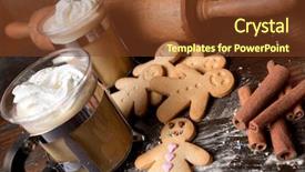  Presentation with gingerbread man - PPT layouts featuring gingerbread men cookie biscuits background and a tawny brown colored foreground