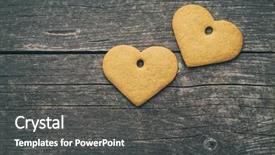  Presentation with wooden heart the slogan - Theme having gingerbread shape heart on old background and a  colored foreground