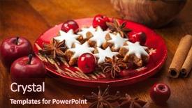  Presentation with cookies christmas - PPT theme with gingerbread star cookies for christmas background and a wine colored foreground