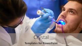  Presentation with dental office - Audience pleasing PPT theme consisting of gingerish-guy-at-dental-office backdrop and a mint green colored foreground