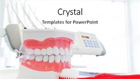  Presentation with jaw - Colorful slide deck enhanced with gingiva - clean teeth denture dental jaw backdrop and a white colored foreground
