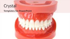  Presentation with dentures - Amazing theme having gingiva - teeth or dentures isolated backdrop and a coral colored foreground