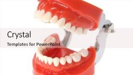  Presentation with dentures - Theme featuring gingiva - teeth or dentures isolated background and a lemonade colored foreground