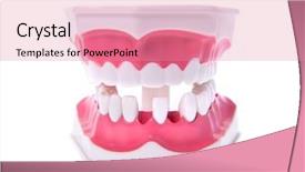  Presentation with dentures - Cool new PPT layouts with gingiva - teeth or dentures isolated backdrop and a coral colored foreground