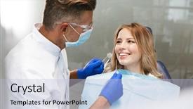  Presentation with dental - Amazing presentation theme having gingival - image of blond young woman backdrop and a light blue colored foreground
