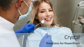  Presentation with medical imaging center mri - Presentation featuring gingival - image of content young woman background and a light blue colored foreground