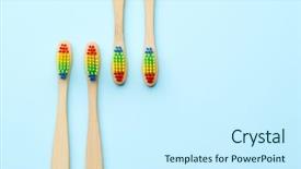  Presentation with rainbow - Audience pleasing PPT theme consisting of gingival health - image of four wooden toothbrushes backdrop and a cool aqua colored foreground