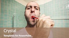  Presentation with gingival health - Amazing slide set having gingival health - man brushing his teeth backdrop and a coral colored foreground