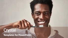  Presentation with old wite man and his music - Beautiful presentation theme featuring gingival health - man with toothbrush backdrop and a tawny brown colored foreground