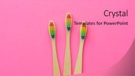  Presentation with gingival health - Beautiful slide set featuring gingival health - photo of three toothbrushes backdrop and a light gray colored foreground