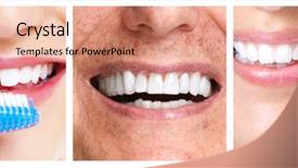  Presentation with gingival health - PPT theme enhanced with gingival health - teeth with toothbrush background and a coral colored foreground