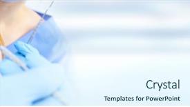  Presentation with gingival health - Slide deck with gingival health - woman in dental care clinic background and a cool aqua colored foreground