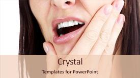  Presentation with gingival health - Slide set consisting of gingival health - woman with a toothpain isolated background and a lemonade colored foreground